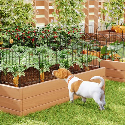 Goovilla Garden Fence, Total 20ft(L) x 24in(H), 19 Pcs, Rustproof Metal - size: Arched