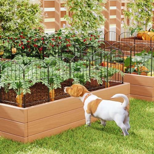 Goovilla Garden Fence, Total 27ft(L) x 24in(H), 25 Pcs, Rustproof Metal - size: Arched