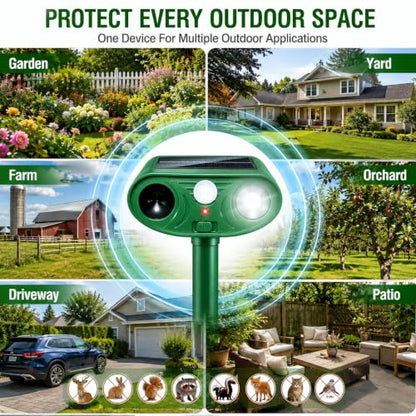 2pack Sonic Fortress Pro Deer Repellent, Solar Animal Repellent Outdoor