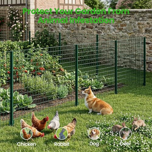 DoCred Welded Wire Fence 45.3inx 50ft, PVC Anti-Rust Coated Metal Wire Mesh - color: Green, size: 45.3Inch x 50FT