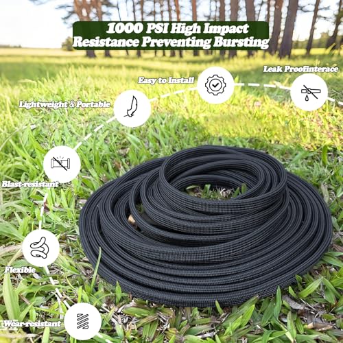 Flexible Garden Hose 50 FT,Non-Expanding Lightweight Water Hose, Kink-Free & Burst-Resistant up to 1000PSI, Durable All-Weather Hose for Yard, Lawn, Car Wash & Commercial Use