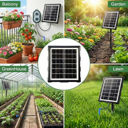 50FT Solar Automatic Drip Irrigation Kit System, Smart Self-Watering System with USB Charging for Outdoor Indoor Use, 2200mAh Automatic Watering System Supports 15 Pots for Garden, Balcony & Patio