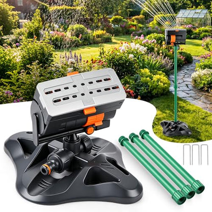 4 Way Adjustable Mini Turbo Oscillating Lawn Sprinkler(Plastic Base) - style: Plastic Widened Base