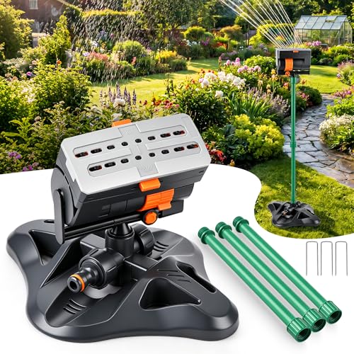 4 Way Adjustable Mini Turbo Oscillating Lawn Sprinkler(Plastic Base) - style: Plastic Widened Base