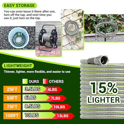 100 FT Heavy Duty Garden Hose, 1/2 ID x 100FT Durable Outdoor Water Hose - size: 100FT