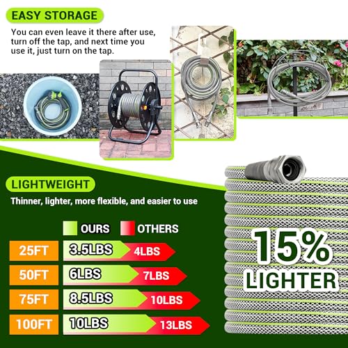 50 FT Heavy Duty Garden Hose, 1/2 ID x 50FT Durable Outdoor Water Hose - size: 50FT