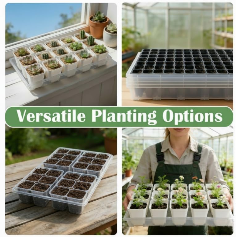 RooTrimmer 1020 Nursery Pot Trays 5 Pack, Transparent Plastic Flat Seed Starter Tray, Durable Square Seedling Starting Tray for Holding and Carrying Plant Pots (Clear) - color: Clear, size: TP1020-5P