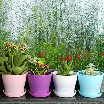 TDHDIKE 10 Pcs Plastic Planters Indoor Flower Plant Pots (White25) - color: White25
