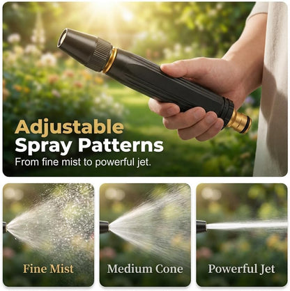 High Pressure Hose Nozzle, Metal Sprayer, 3/4" GHT for US Garden Hoses