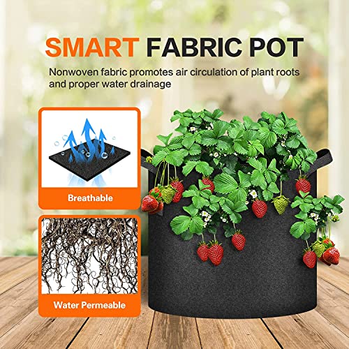 iPower 10-Pack 7 Gallon Plant Grow Bags Heavy Duty Thickened Nonwoven Aeration Fabric Container Durable Pots, Strap Handles for Garden, Black - color: Black, size: 7 Gallon