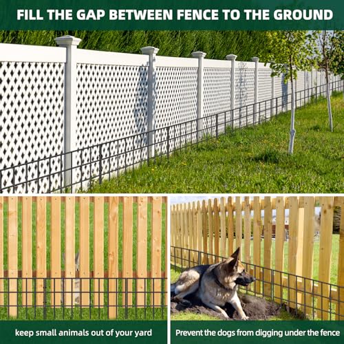 10 Panels Animal Barrier Fence, 14ft(L) x 13in(H) No Dig Garden Fence for Dog Rabbit, Rustproof Anti Digging Barrier, Garden Edging Border Ground Defense for Outdoor, Yard, Patio - color: Black, size: 10 Panels, 14ft(L) x 13in(H)