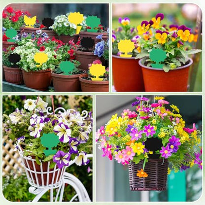 60 Pack Fruit Fly Traps Fungus Gnat Sticky Traps Yellow Black Green Plant Fly Stickers Double Side with Shovel for Indoor Outdoor Kitchen Garden Houseplant Flying Bug Insect (Flower) - style: Flower