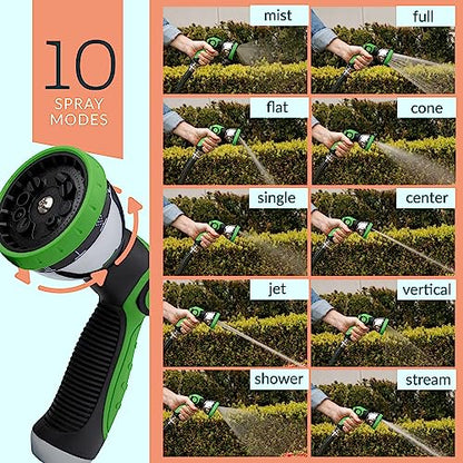 ALMA Garden Hose Nozzle Sprayer with Thumb Control On Off Valve - 10 Spray Pattern Garden Hose Sprayer Nozzle - Perfect Water Hose Nozzle for Outdoor