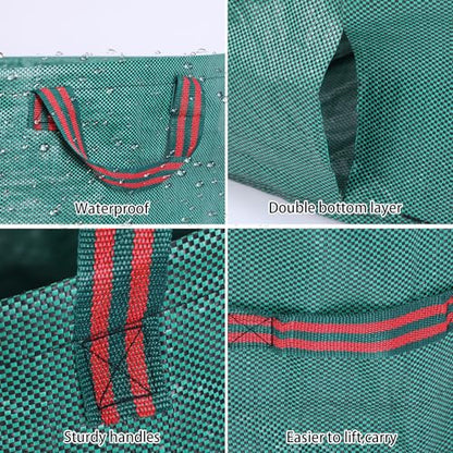 4 Pack 132 Gallon Lawn Bags with Stand Frame Gloves(D31.5,H39.4 in)