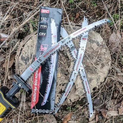 15 Inch Arc Edge Reciprocating Saw Blade with U-Groove Chip Removal Design, 7TPI Japanese Teeth with Arc-Curved Saw Blades for Wood Pruning, Tree Trimming & Wood Cutting, 3‑Pack - size: 15 Inch