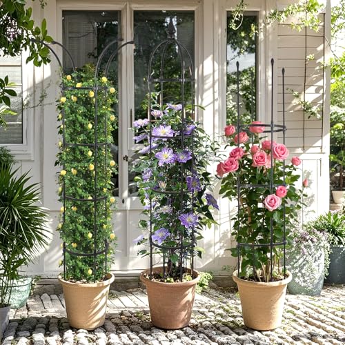 WellSign 2Pack 6.6ft Obelisk Trellis for Climbing Plants Outdoor Indoor - size: Metal-6.6ft-2PK