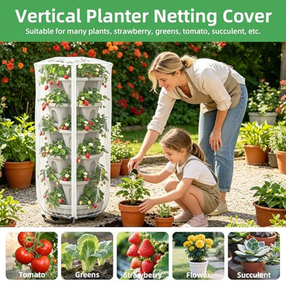 2PCS 39"X20" Garden Netting for Vertical Planters Strawberry Planter Cover