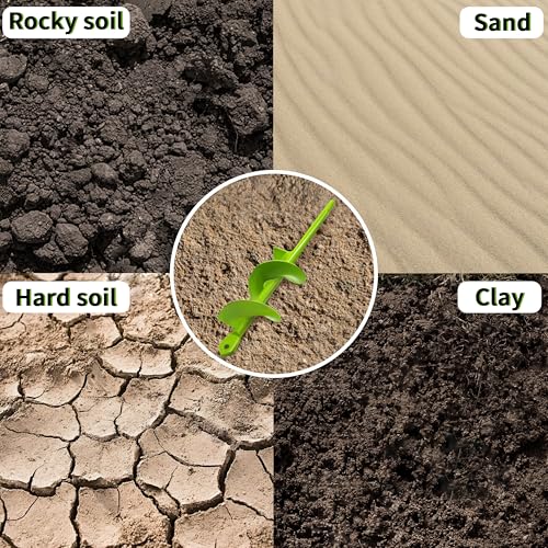 TCBWFY 4 Pack Garden Auger Spiral Drill Bits – Heavy Duty Steel,Corrosion Resistant – Perfect for Post Holes,Earth & Lawn Augering,Planting Bulbs & Trees - size: 1.6"x9", 1.6"x16.5", 3"x16.5", 3"x12"