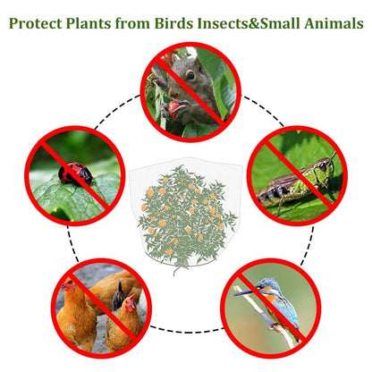 Agfabric Bird Netting 84" Hx84 W Garden Netting Insect Pest Barrier,Plant Cover Fruit Tree Netting Mesh Protection Bag with Drawstring,White,3 Pack - color: 3pack, size: 84"x84"