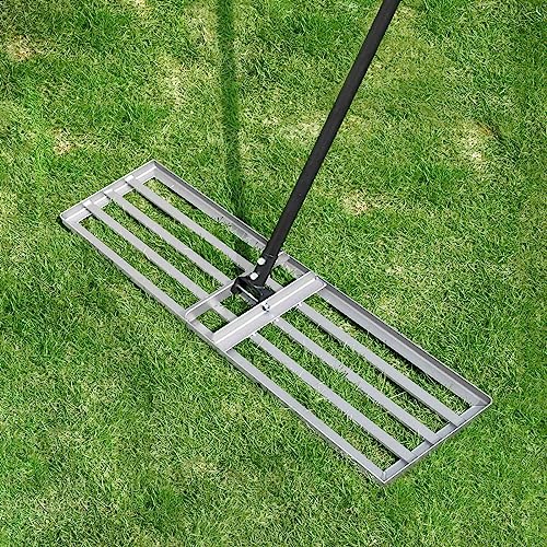 Professional Lawn Leveling Rake, 36x10inch Heavy Duty Lawn Lute & Lawn Leveller with Stainless Steel Pole, for Effortless Leveling on Garden, Golf Course, Farm, Backyard - style: 36 INCH WIDE