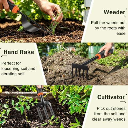Joyfair Gardening Tools, 12 Pcs Garden Tool Set for Planting & Weeding