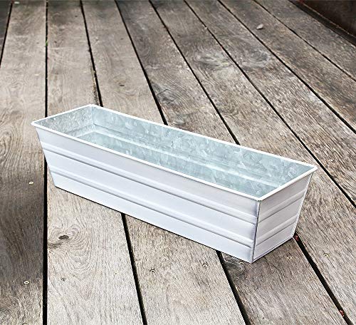 Achla Designs Galvanized Window Flower Box Planter-Cape Cod White-Small (22" L x 6" W x 5" H) - color: White, size: Small