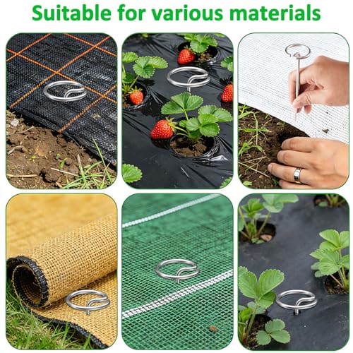 Heavy Duty Landscape Staples, 50 Pack 6-Inch G-Shaped Thickened Galvanized Garden Fabric Staples,Rust-Resistant Ground Cover Pins for Weed Barrier, Erosion Control & Landscaping Projects - size: 6 in 50 PCS