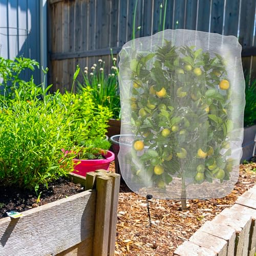 6 Pcs Insect Bird Barrier Tree Net, 3.9 x 3.2 Ft Garden Netting Plant Cover - color: 6 Pcs, size: 3.9x3.2 ft