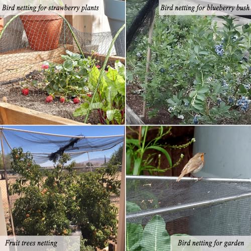 Junflying Bird Netting for Garden, 7.5X65 FT, 1/2“ Mesh - size: 7.5x65 FT-1/2"