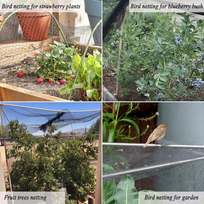 Junflying Bird Netting for Garden, 7.5X65 FT, 1/2“ Mesh - size: 7.5x65 FT-1/2"