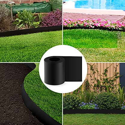 12 Gauge 20 Feet Grass Weed Barrier Landscape Edging 10 inch Depth Flexible Border Roll Lawn Landscape Garden Edging for Backyard Driveway Path Sidewalk