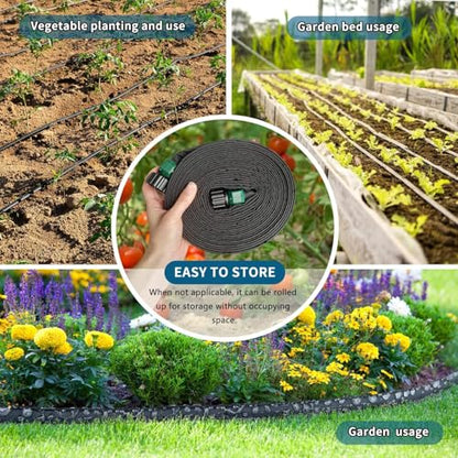 Flat Soaker Hose 50FT 2-Pack for Garden Beds - size: 50FT 2Pack