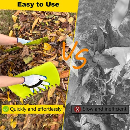 Leaf Scoops Hand Rakes, Leaf Scoops and Claws with Gloves, Lightweight Plastic Leaf Scoop, Large Leaf Grabbers for Picking Up Leaves, Clippings, Grass(1 Set, Green) - style: 1 Set,Green