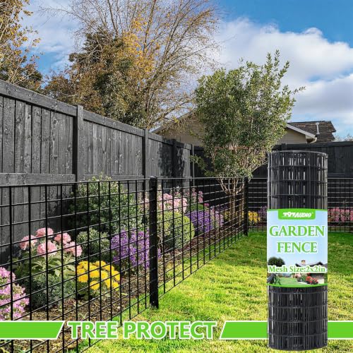 Black PVC Coated Welded Wire Fencing,2"x2" 16 Gauge,24inch H x 100ft L Garden Wire Fence Roll,2/3/4/5/6ft Tall x 50/100 ft Long Vinyl Coating Metal Wire Mesh for Yard,Farm,Dog,Vegetable Protection - color: Black, size: 2"x2" 24inx100ft