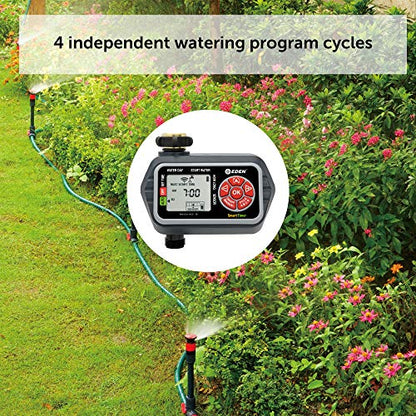 Eden 93411 1-Zone Digital Water Timer with LCD Display - Programmable Sprinkler System Manual Watering Rain Delay and Moisture Sensor Compatibility - size: 1 Zone