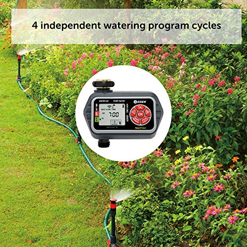 Eden 93411 1-Zone Digital Water Timer with LCD Display - Programmable Sprinkler System Manual Watering Rain Delay and Moisture Sensor Compatibility - size: 1 Zone