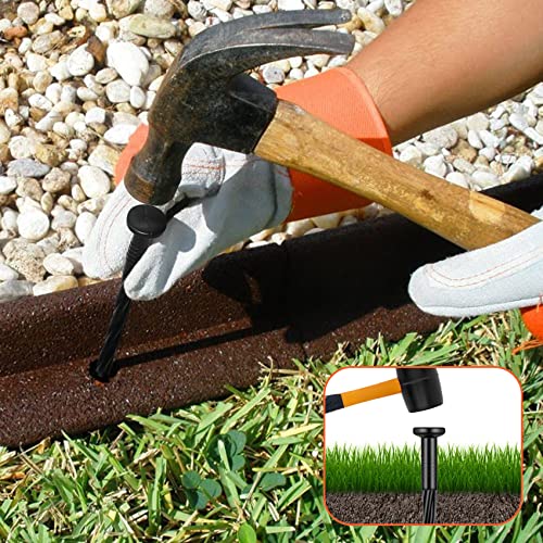 200 Count Plastic Landscape Edging Anchoring Stakes 8-Inch Garden Lawn Yard Landscaping Spikes for Paver Edging, Weed Barrier, Tent, Artificial Turf & More - color: Black-200pcs