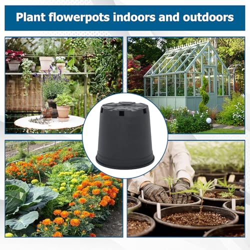 Planter Nursery Pots 2 Gallon Pots for Plants, Injection Molded Plastic Nursery Pots, Plant Container 2 Gal 10-Pack - color: Black, size: Round-9inch-10pcs