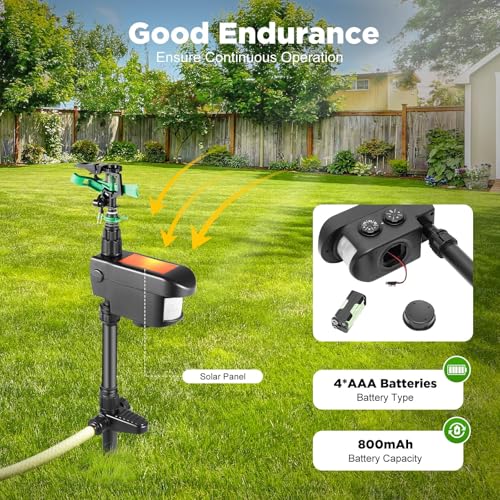 Motion Activated Sprinkler to Deter Animal Cat, Birds, Dogs Repellent Outdoor Lawn, Solar Animal Water Spray Repeller with Motion Sensor for Yard, Garden, Lawn and Orchard