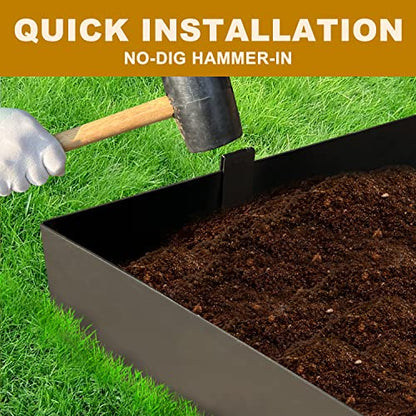 5 Pack - 40'' L x 6'' H Steel Landscape Edging Border Edging for Landscaping Metal Garden Edging Lawn Edging No dig Hammer in Edging for Gravel Yard Pathway(16.7FT Total Length) - color: 40'' L x 6'' H, style: 5 Pack