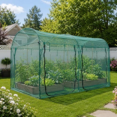 Poray Large Tunnel 10FTx6FT Plant Netting Cover, 6FT Tall Crop Cage Tomato Netting,Pest Guard Cover for Vegetables &Fruits,Durable Gardening Net for Plant and Animal - style: 122*73*73 inches Tunnel Net