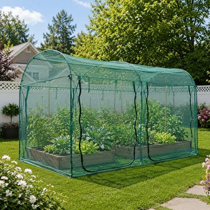 Poray Large Tunnel 10FTx6FT Plant Netting Cover, 6FT Tall Crop Cage Tomato Netting,Pest Guard Cover for Vegetables &Fruits,Durable Gardening Net for Plant and Animal - style: 122*73*73 inches Tunnel Net