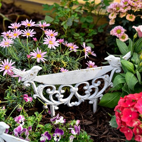 Sungmor Cast Iron Garden Edging Border, 9.9 Inches Tall, 4 Pack White - color: Rustic White - 10inch Tall