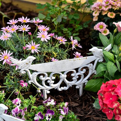 Sungmor Cast Iron Garden Edging Border, 9.9 Inches Tall, 4 Pack White - color: Rustic White - 10inch Tall
