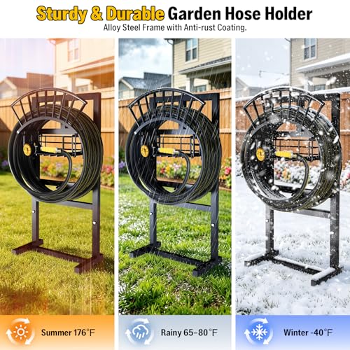 Heavy Duty Garden Hose Holder include 45ft Rubber Hose 5/8"