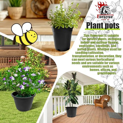20 Gallon Nursery Pots Plastic Container Injection Molded Pot for Plants Flexible with Drainage Holes Suitable for Plants Soil Growers or Hydroponics Black 5 Pcs - size: 20 Gallon