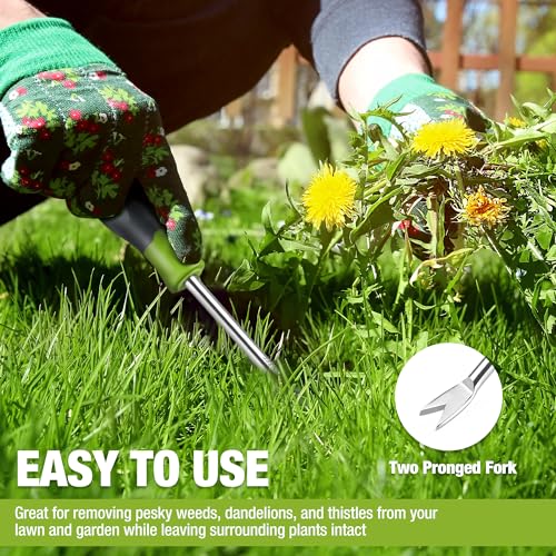 WORKPRO 11.5" Dandelion Weeder Puller Tool + Weed Puller Tool with Long Adjustable Handle (33", 46"), Garden Weed Remover Tool, Easy for Weeding, Detachable Dandelion Picker for Lawn/Yard/Garden