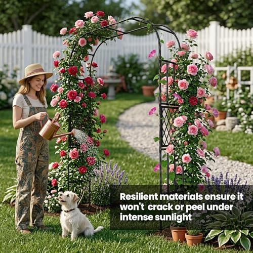 Heavy Duty Garden Arch Trellis,70.9 x 98.4 in, with Lattice - size: 70.9 x 98.4 x 15.4 Inch