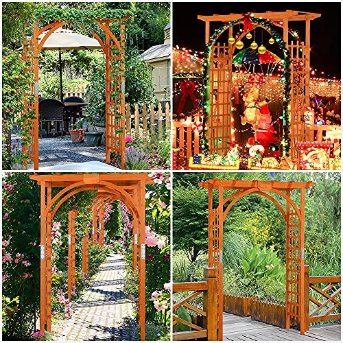 Yaheetech 7FT Wooden Arch Arbor, Wood Trellis for Climbing Plants Outdoor