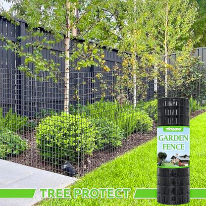 Black PVC Coated Welded Wire Fencing,2"x4" 14 Gauge,48inch H x 100ft L Garden Wire Fence Roll,2/3/4/5/6ft Tall x 50/100 ft Long Hardware Cloth Metal Mesh for Yard,Farm,Chicken,Dog,Vegetable Protection - color: Black, size: 2"x4" 48inx100ft